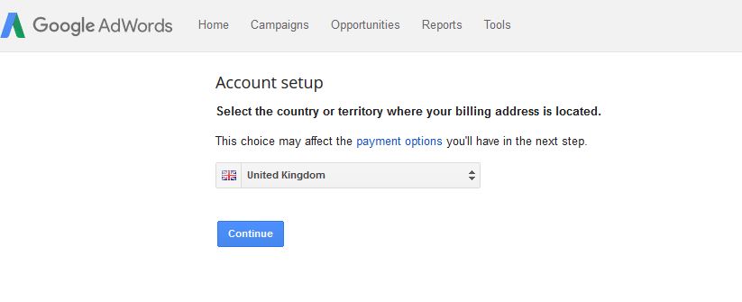 Set up Adwords Account Info