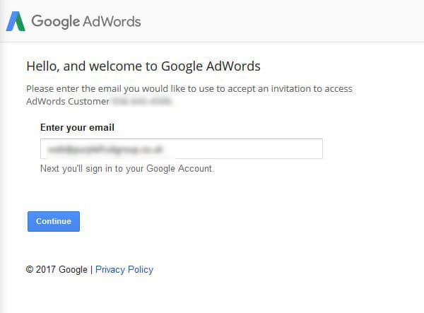 Sign in to a Google AdWords Account