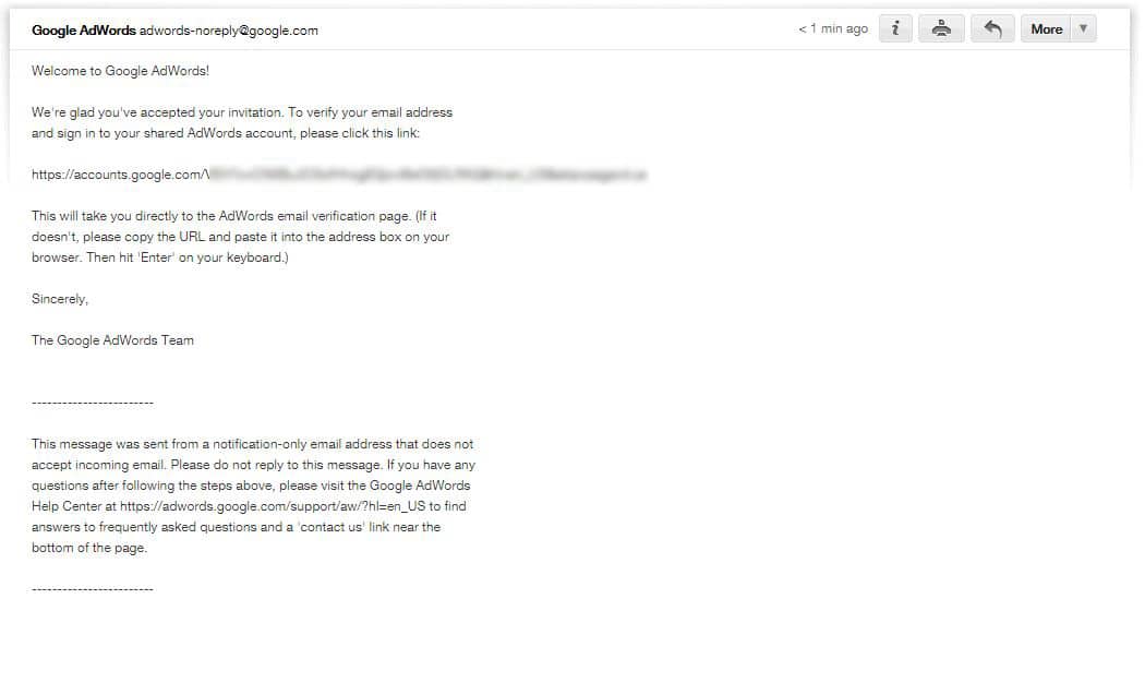 Verify your Google Adwords email address