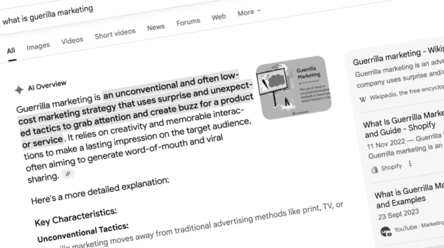 Geek Speak 13 Generative Engine Optimization snippet about guerilla marketing