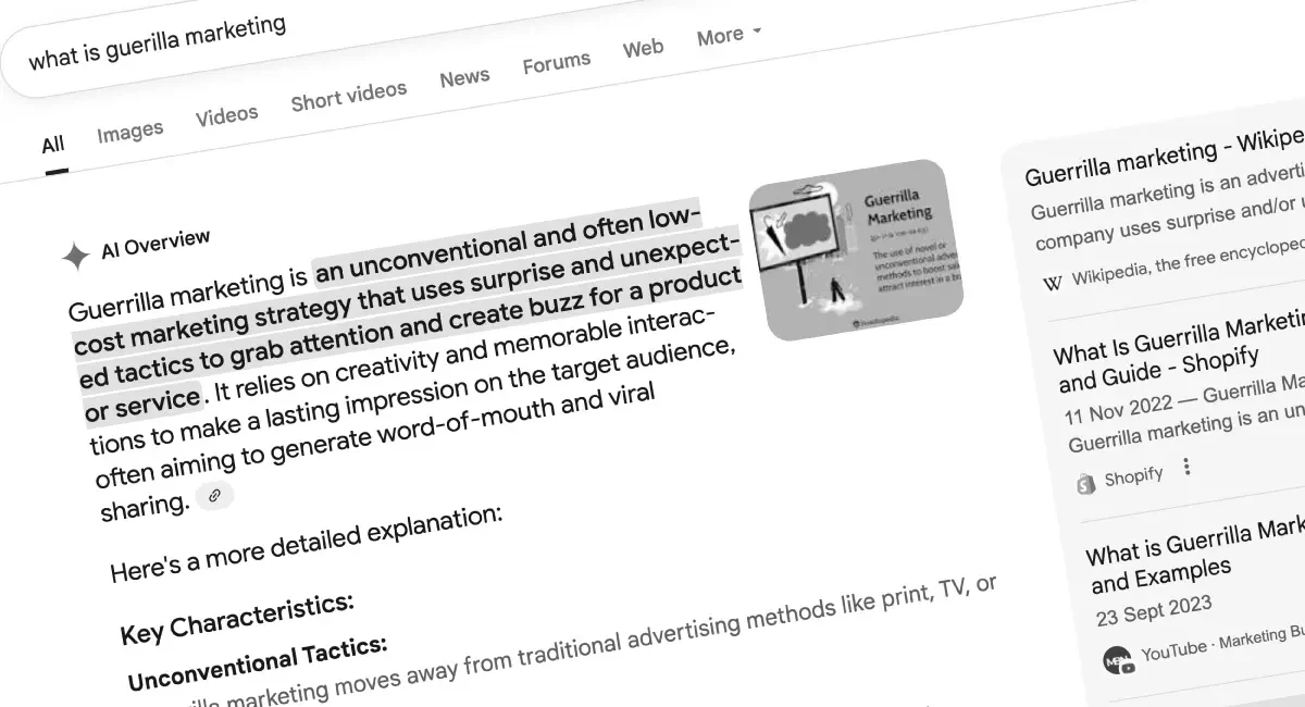 Generative Engine Optimization snippet about guerilla marketing